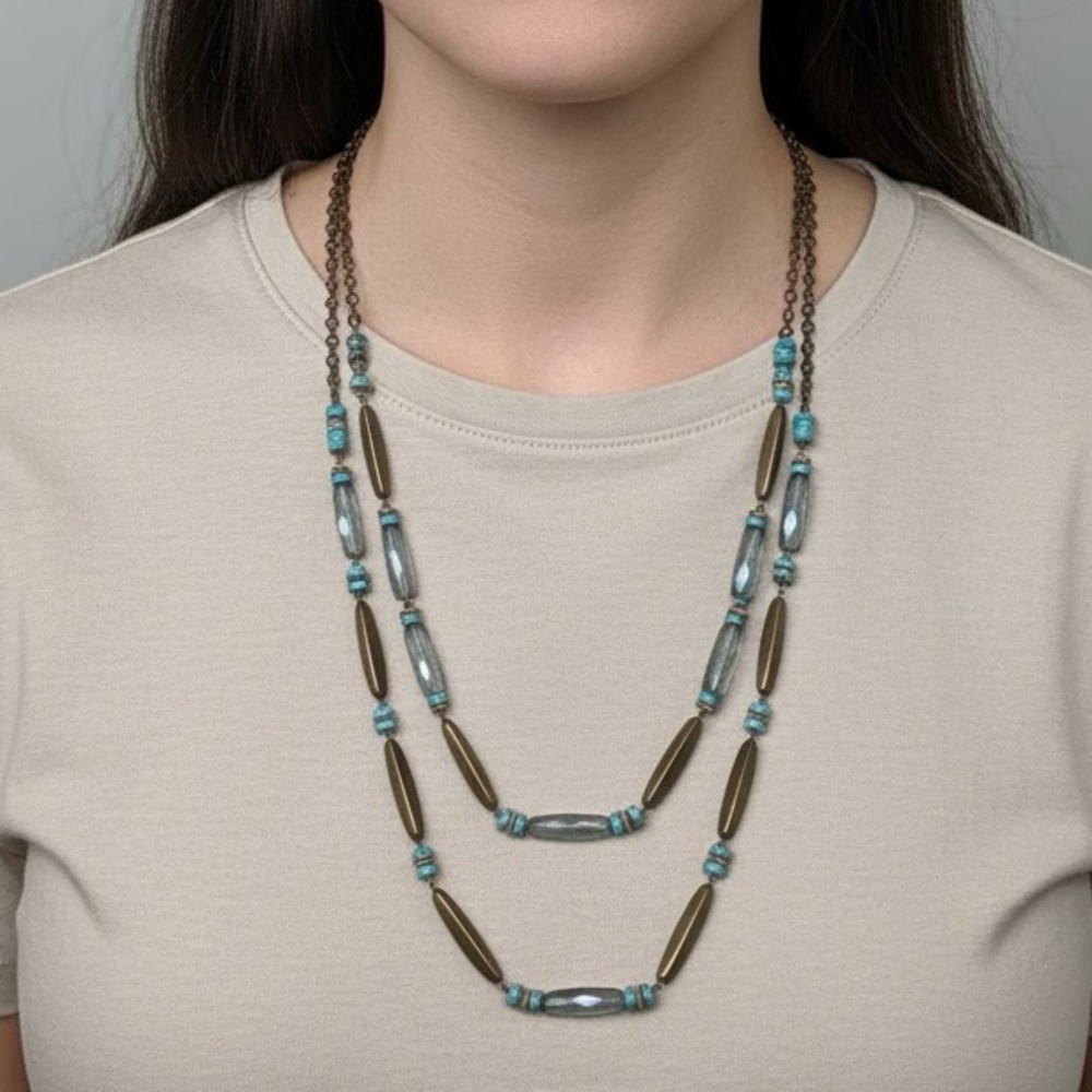 Coldwater Creek Elegant Blue and Gold Necklace